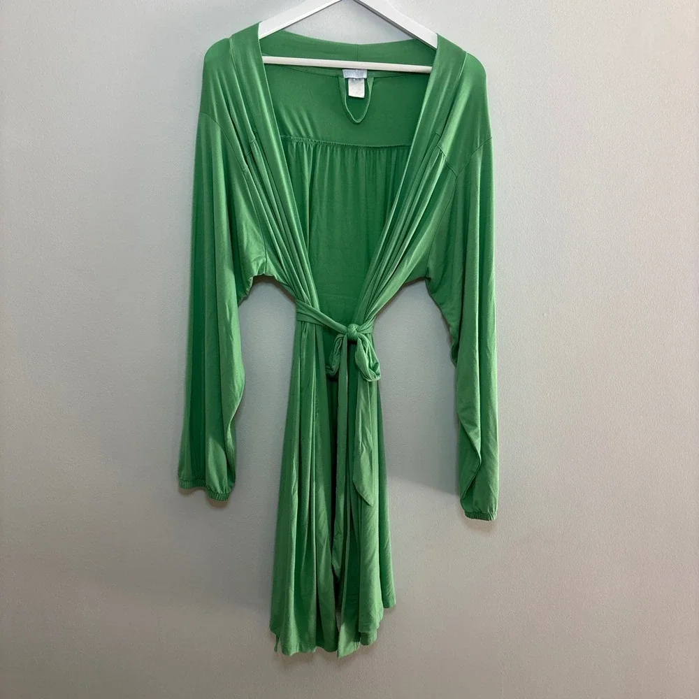 Lake Pajamas Kimono Robe Womens XL Green Soft Loungewear Modal Comfort Sleepwear